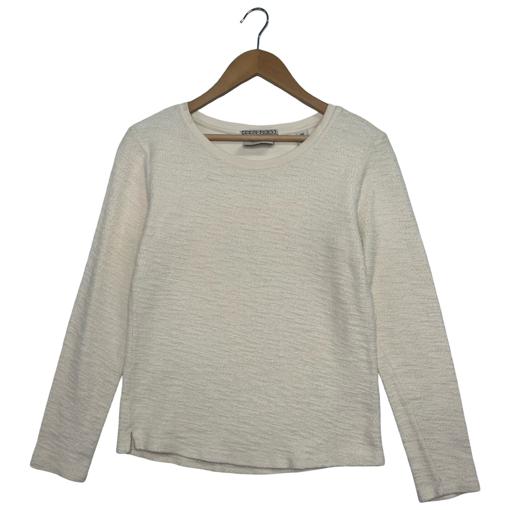 Scotch Soda Crewneck Sweatshirt Womens Petite Ivory Textured Terry Knit Casual